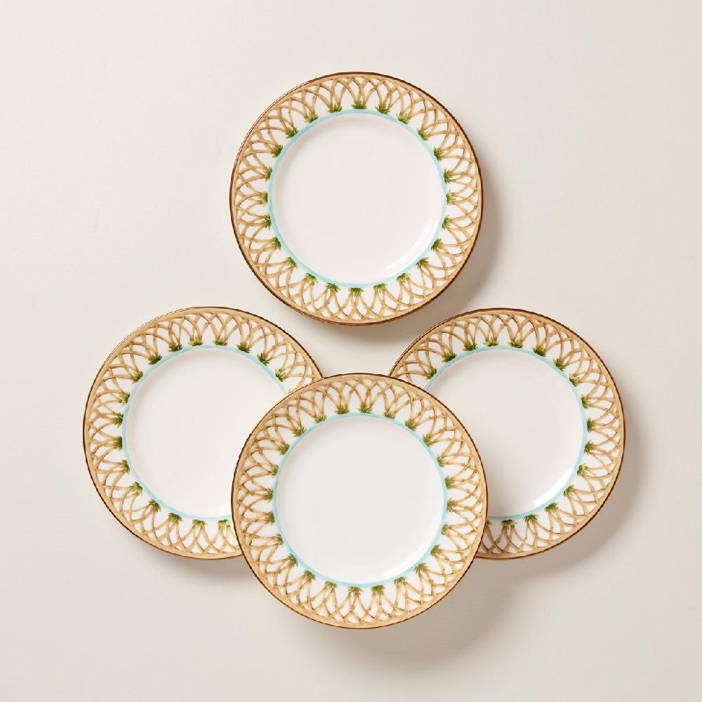 cambridge silversmiths British Colonial Bamboo Accent Plates Set of 4
