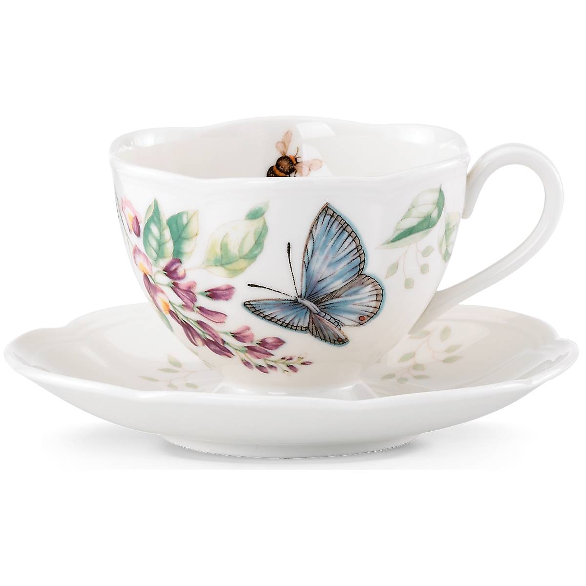 Cambridge Silversmiths Butterfly Meadow Blue Cup And Saucer