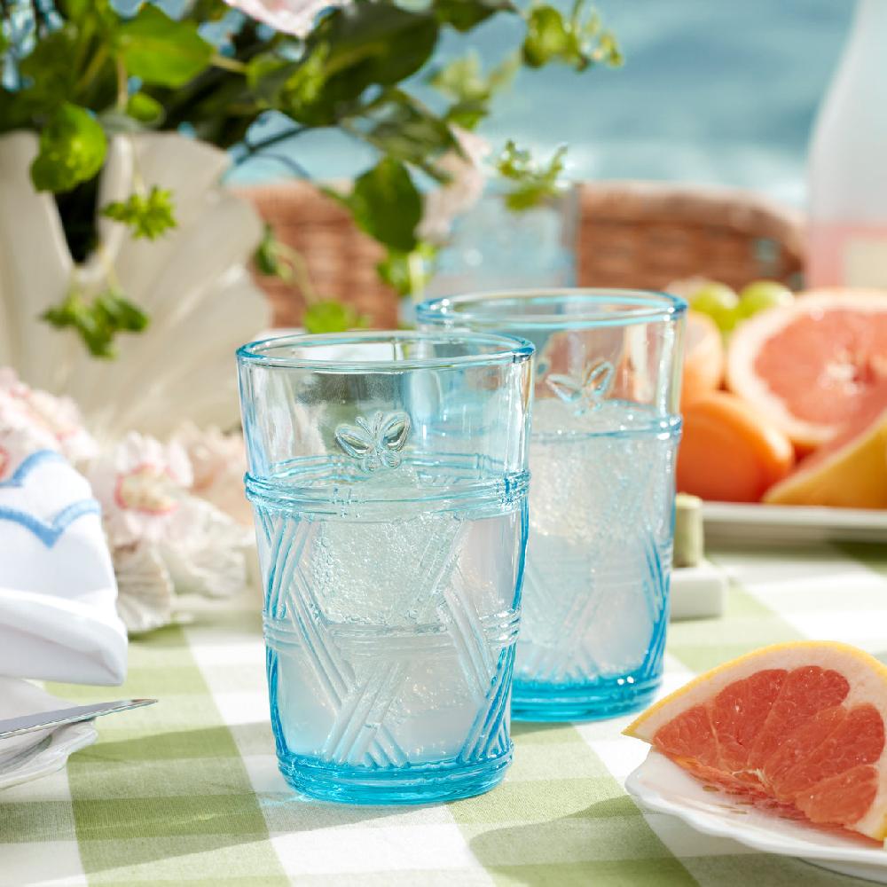 Cambridge Silversmiths Butterfly Meadow Blue Tall Glasses Set Of 4