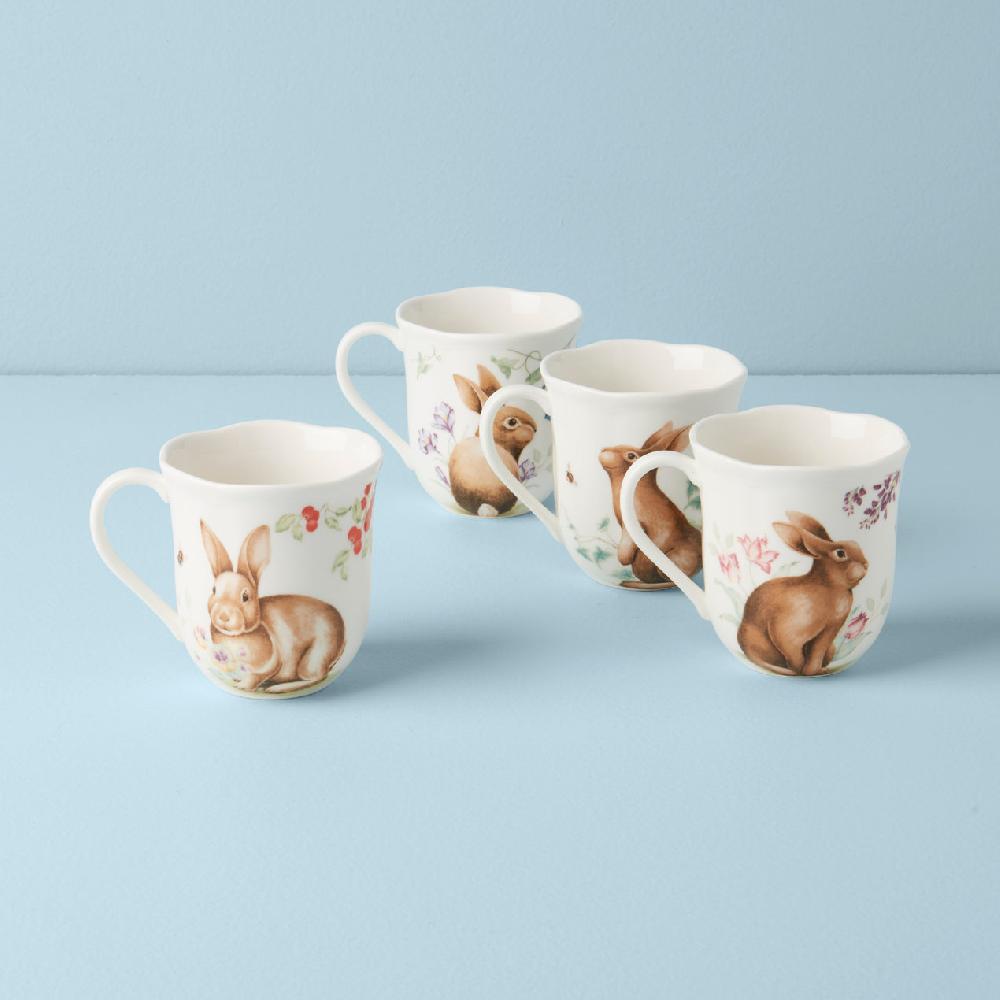 Cambridge Silversmiths Butterfly Meadow Bunny Mugs Set Of 4