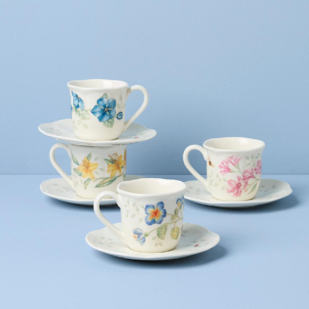 Cambridge Silversmiths Butterfly Meadow Espresso Cup & Saucer Set Of 4