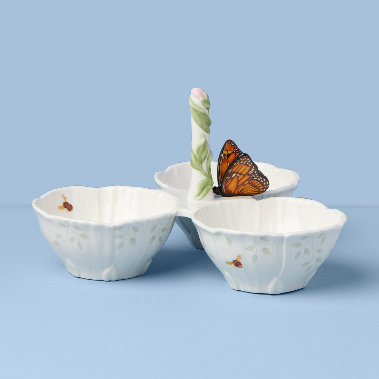 cambridge silversmiths Butterfly Meadow Floral 3-Section Server