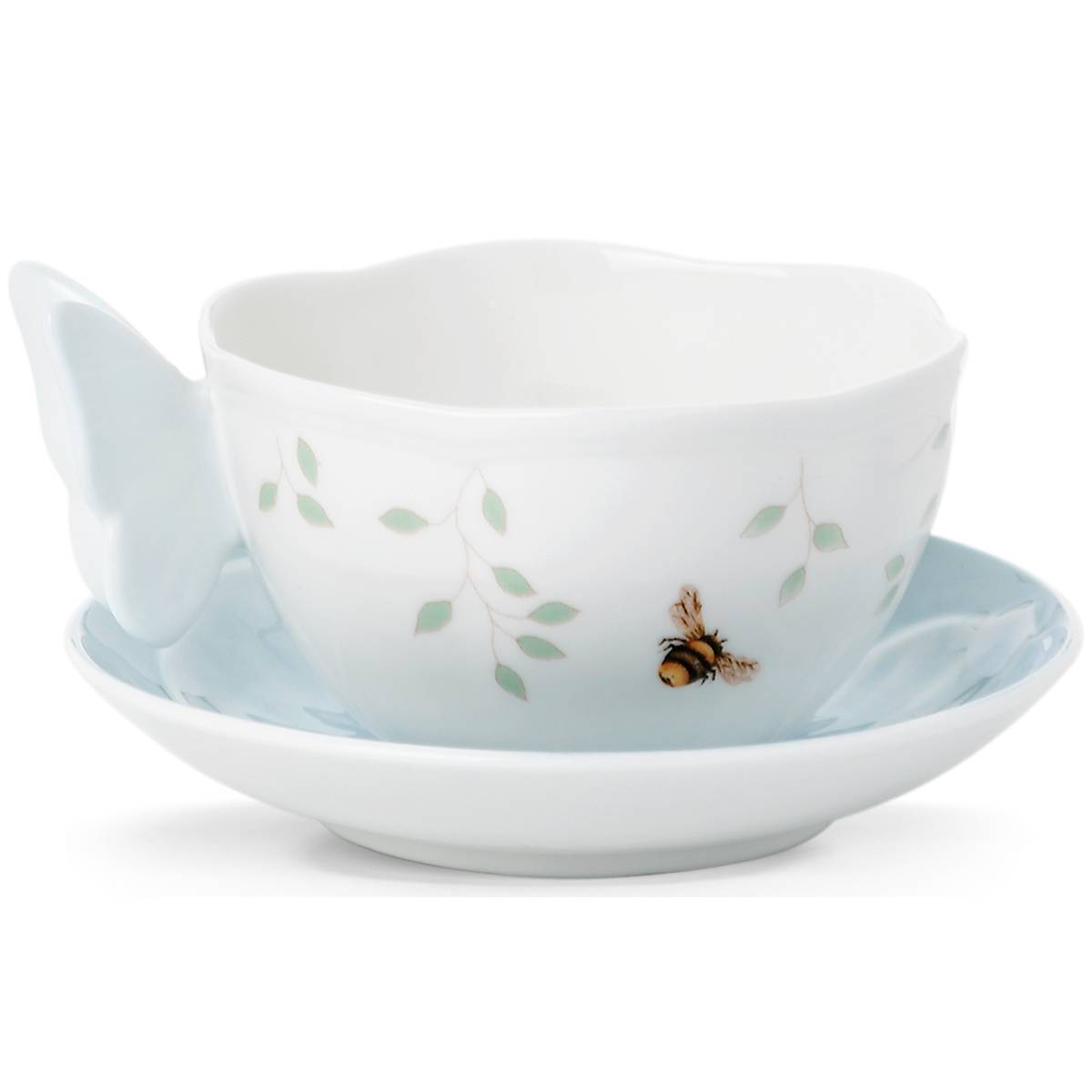 Cambridge Silversmiths Butterfly Meadow Floral Blue Cup & Saucer