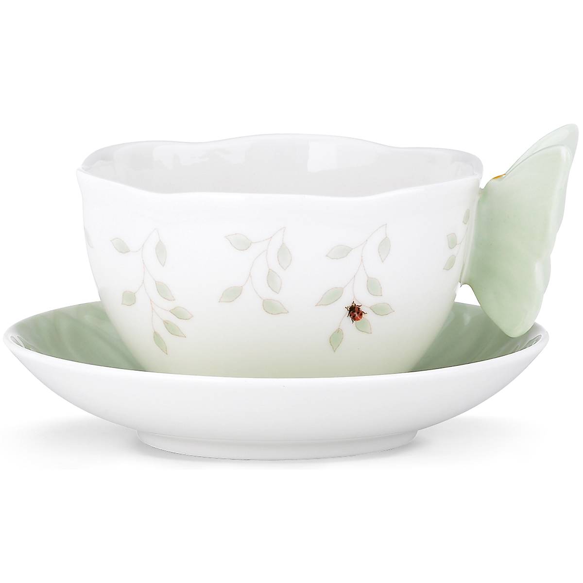 Cambridge Silversmiths Butterfly Meadow Floral Green Cup & Saucer