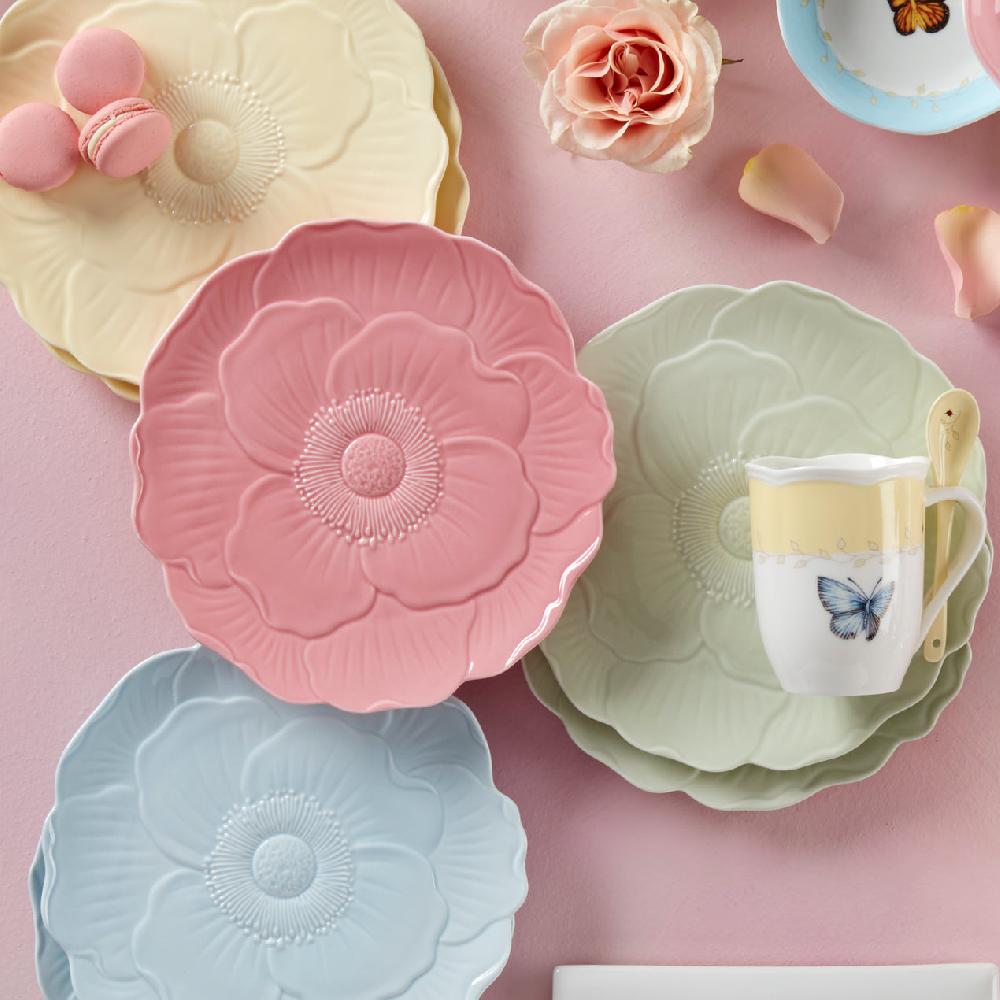 Cambridge Silversmiths Butterfly Meadow Floral Set Of 4 Accent Plates - Blue