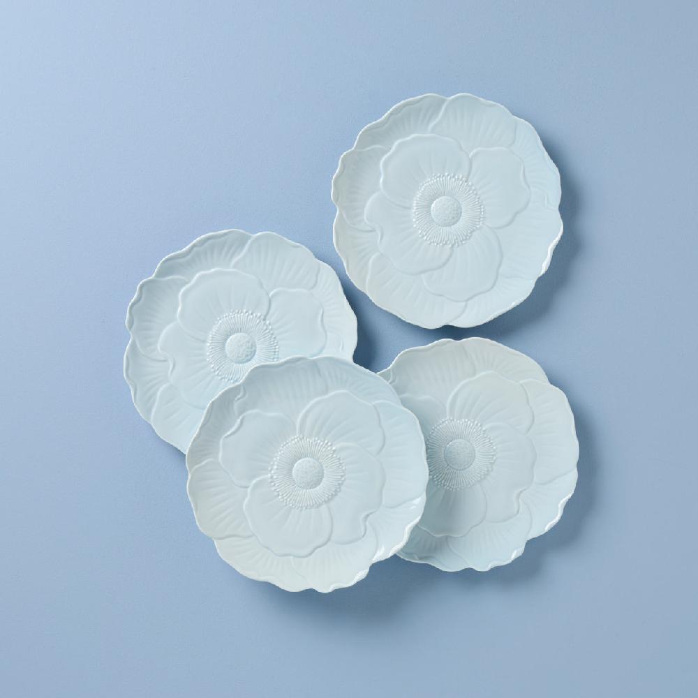cambridge silversmiths Butterfly Meadow Floral Set of 4 Accent Plates - Blue