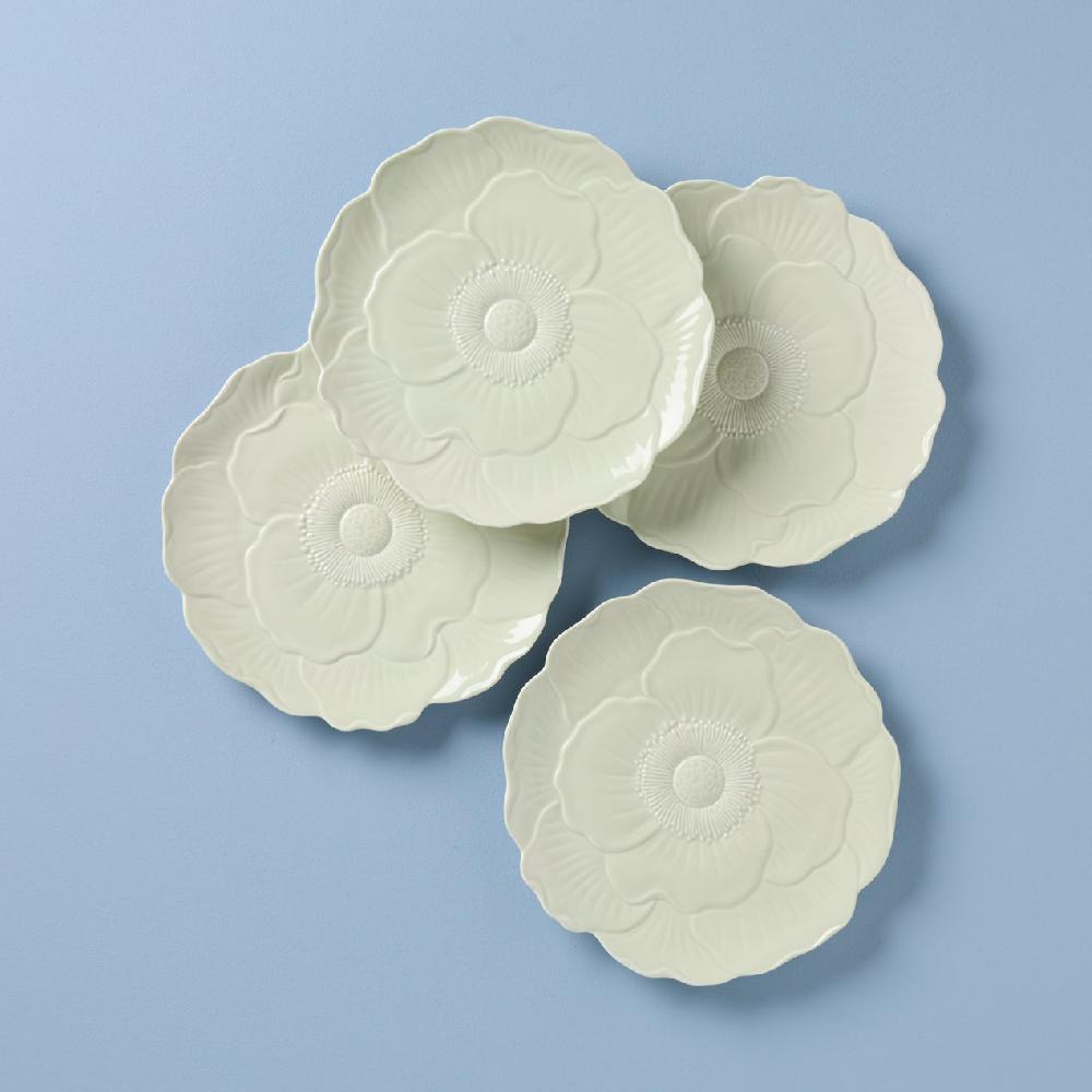 cambridge silversmiths Butterfly Meadow Floral Set of 4 Accent Plates Green