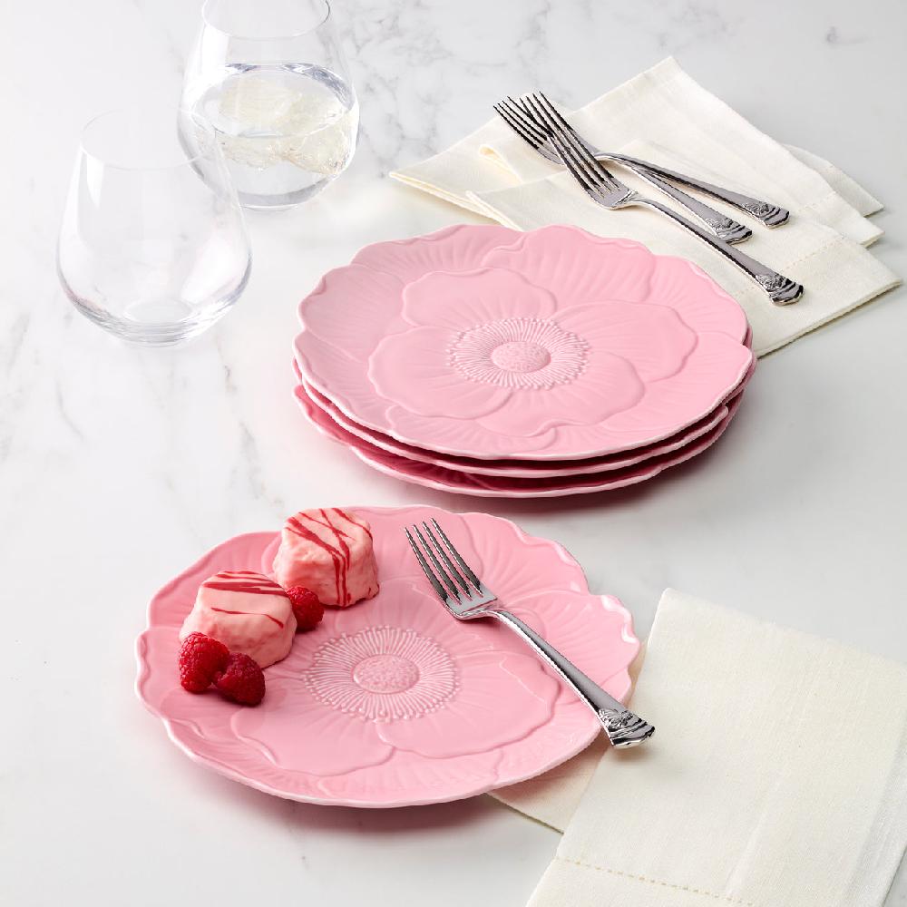 Cambridge Silversmiths Butterfly Meadow Floral Set Of 4 Accent Plates - Pink