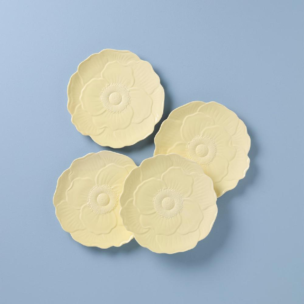 cambridge silversmiths Butterfly Meadow Floral Set of 4 Accent Plates - Yellow