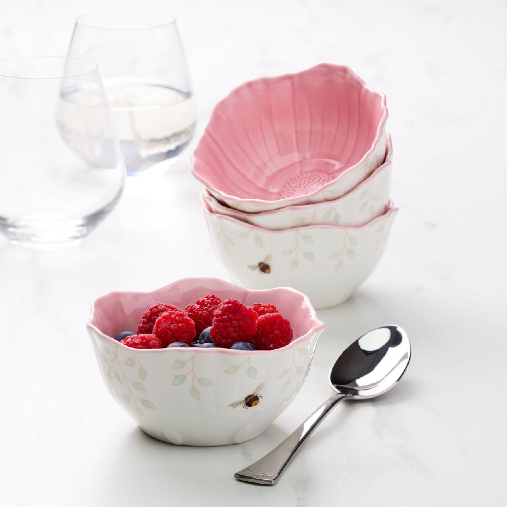 Cambridge Silversmiths Butterfly Meadow Floral Set Of 4 Dessert Bowls - Pink