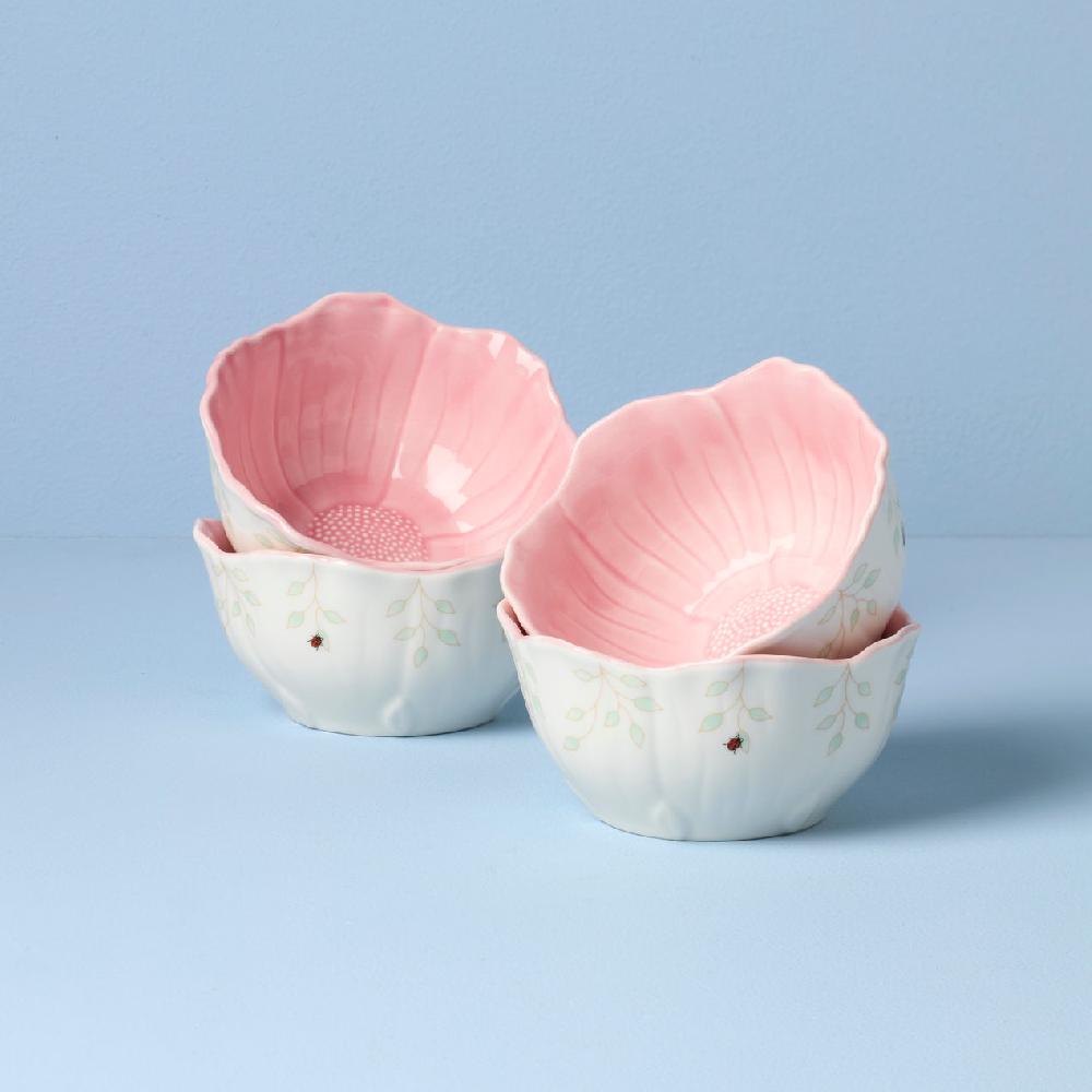 cambridge silversmiths Butterfly Meadow Floral Set of 4 Dessert Bowls - Pink