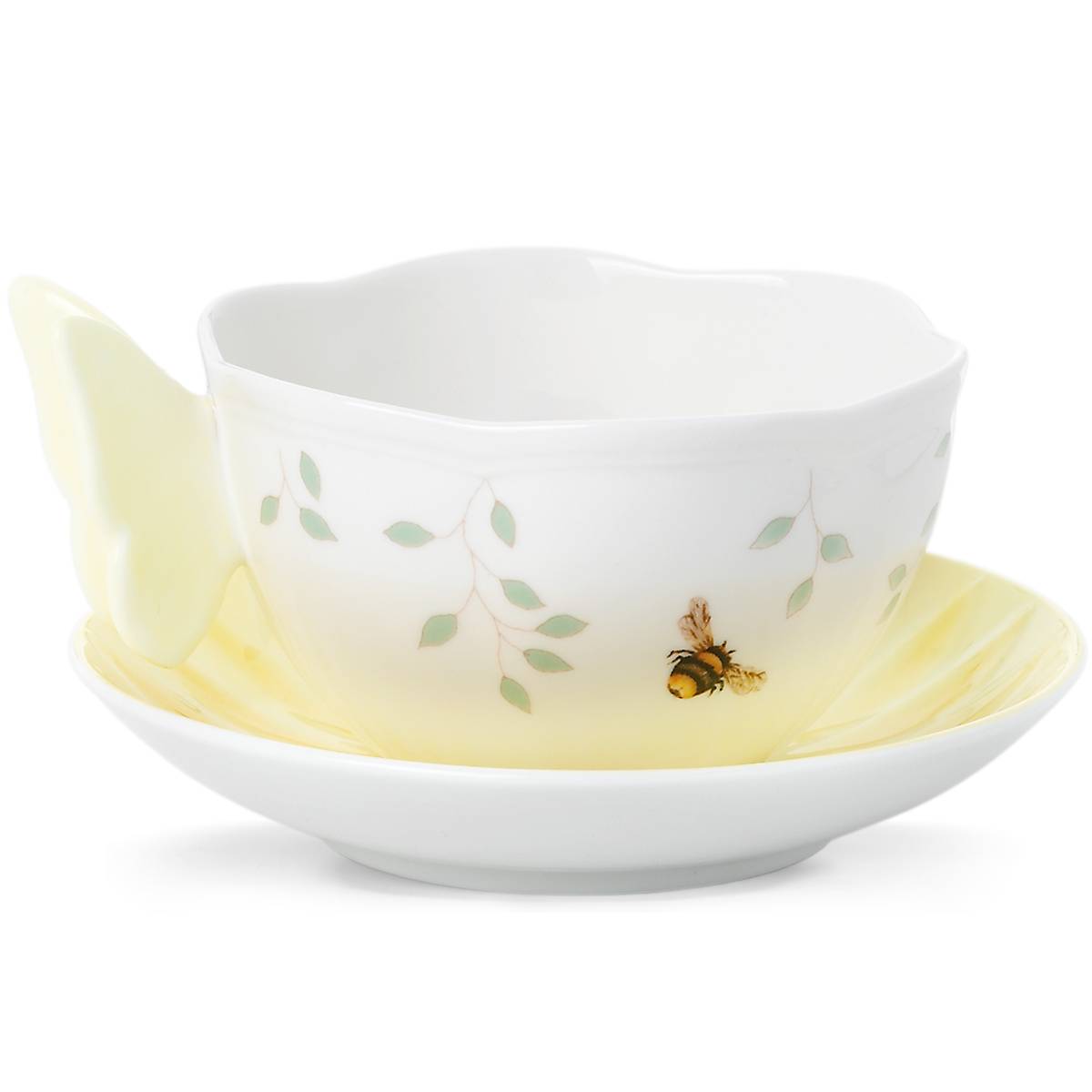 Cambridge Silversmiths Butterfly Meadow Floral Yellow Cup & Saucer