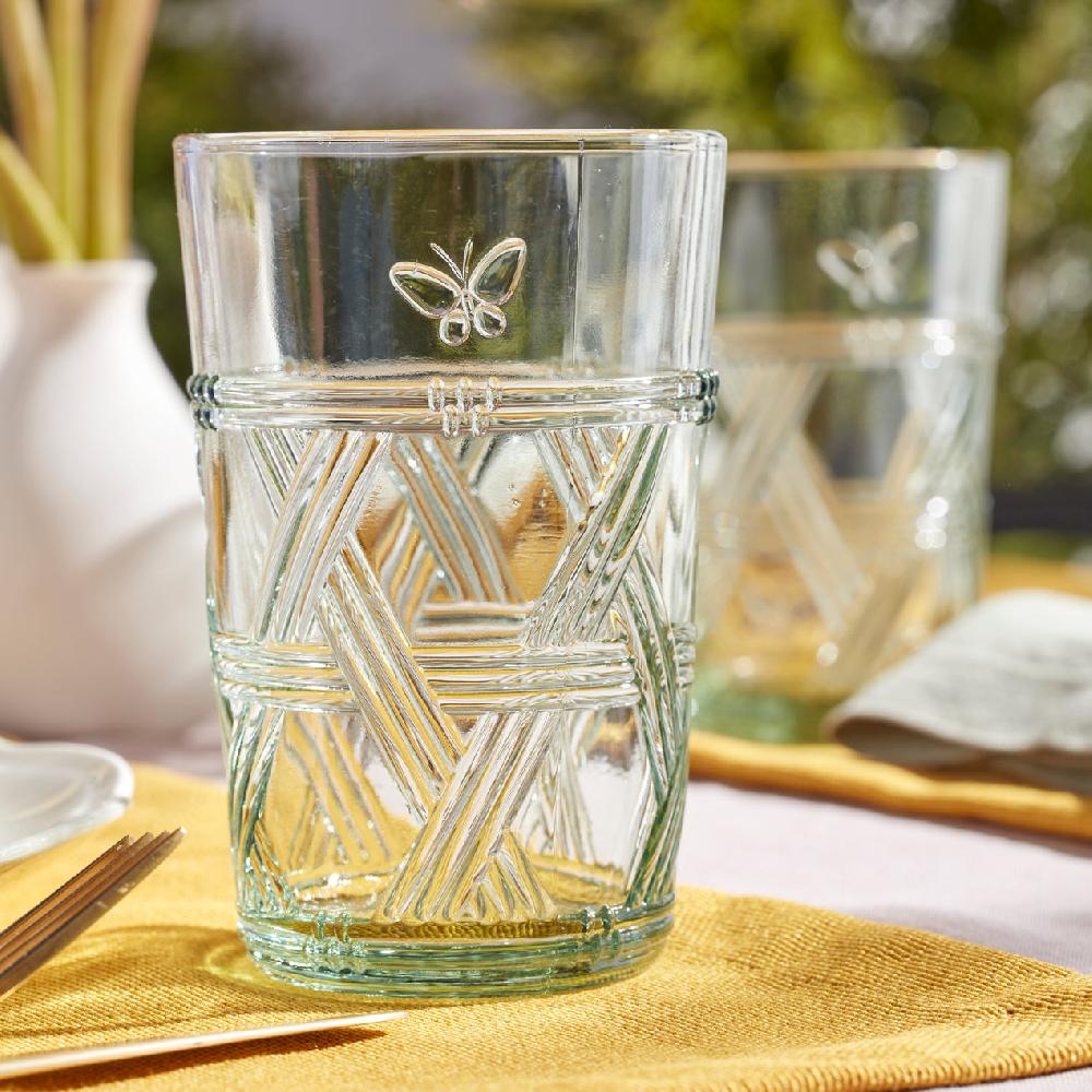 Cambridge Silversmiths Butterfly Meadow Green Tall Glasses Set Of 4