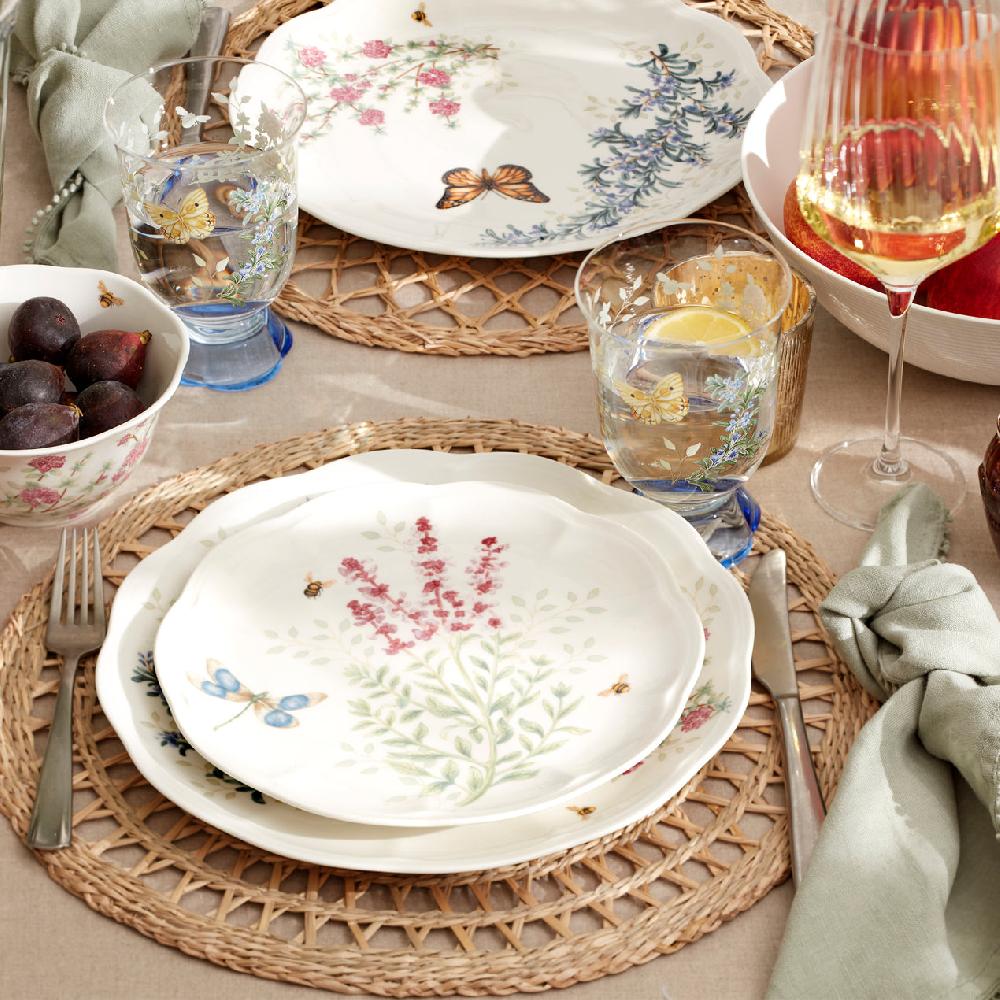 Cambridge Silversmiths Butterfly Meadow Herbs Accent Plates Set Of 4