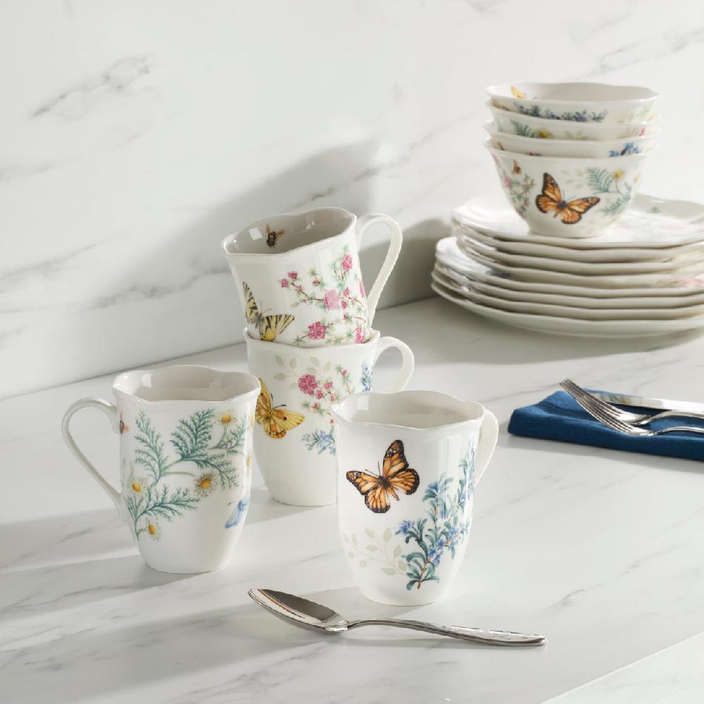 Cambridge Silversmiths Butterfly Meadow Herbs Mugs Set Of 4
