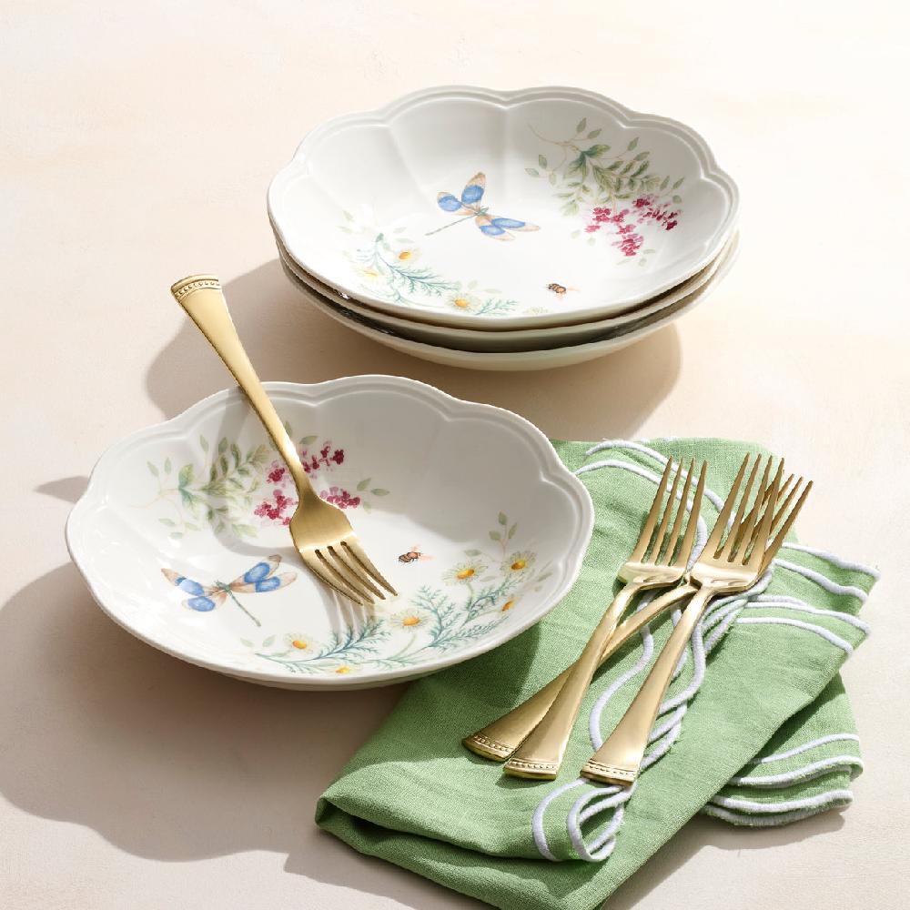 Cambridge Silversmiths Butterfly Meadow Herbs Pasta Bowls Set Of 4