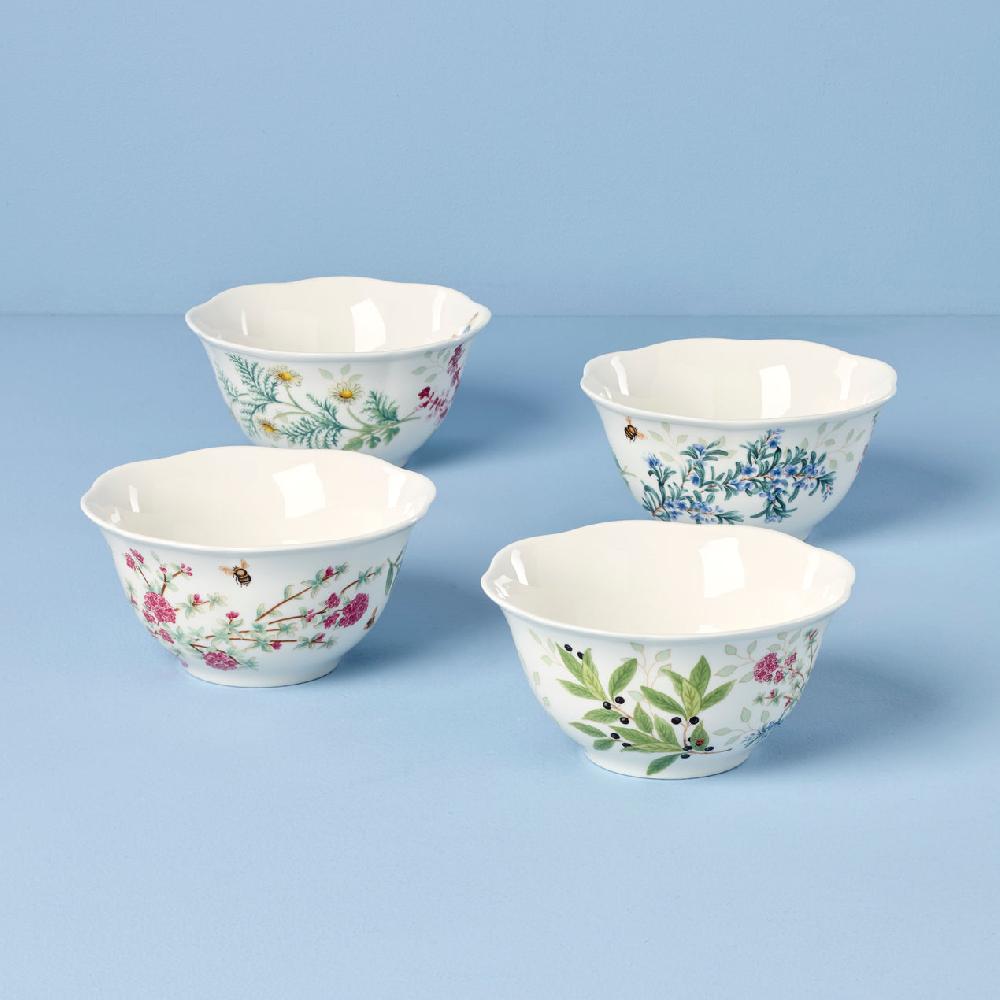 Cambridge Silversmiths Butterfly Meadow Herbs Rice Bowls Set Of 4