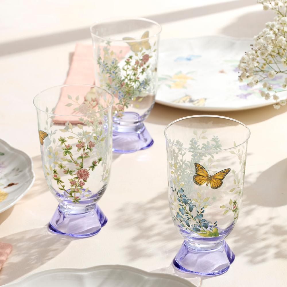 Cambridge Silversmiths Butterfly Meadow Herbs Tall Tumblers Set Of 4
