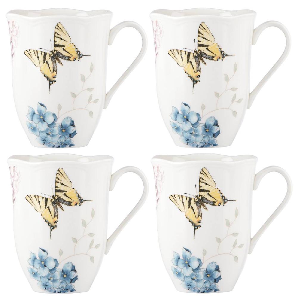 Cambridge Silversmiths Butterfly Meadow Hydrangea 4-piece Mug Set