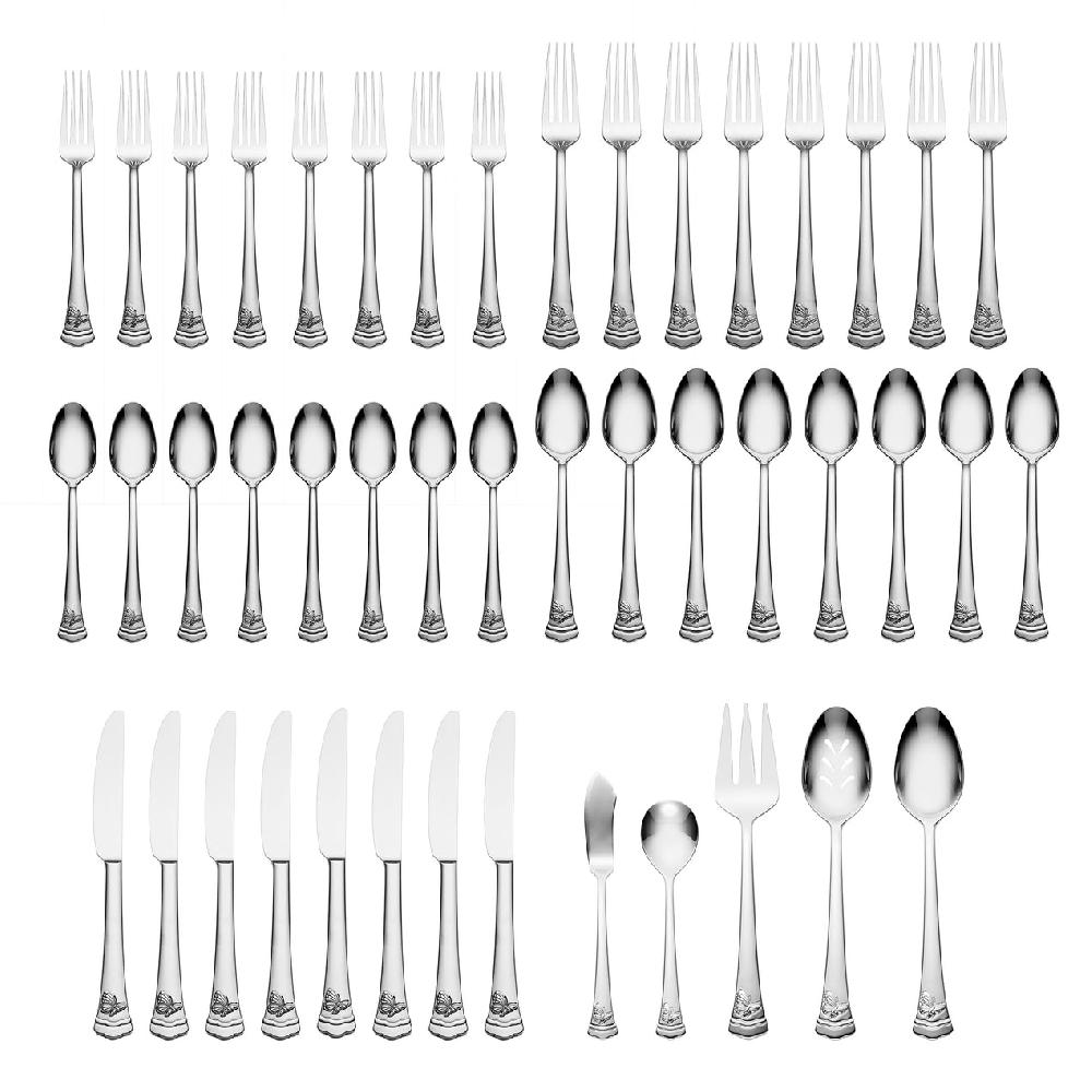 Cambridge Silversmiths Butterfly Meadow II Mirror 65-Piece Flatware Set