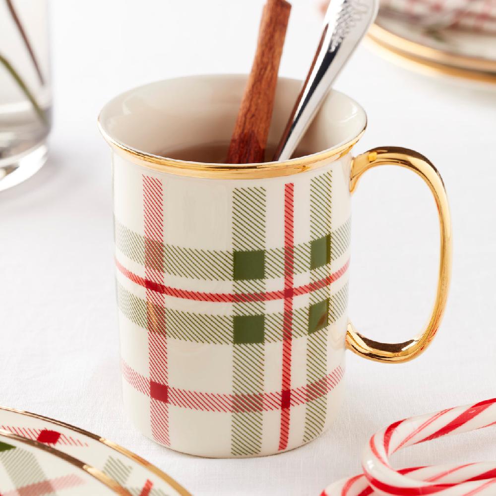Cambridge Silversmiths Holiday Plaid Mugs Set Of 4