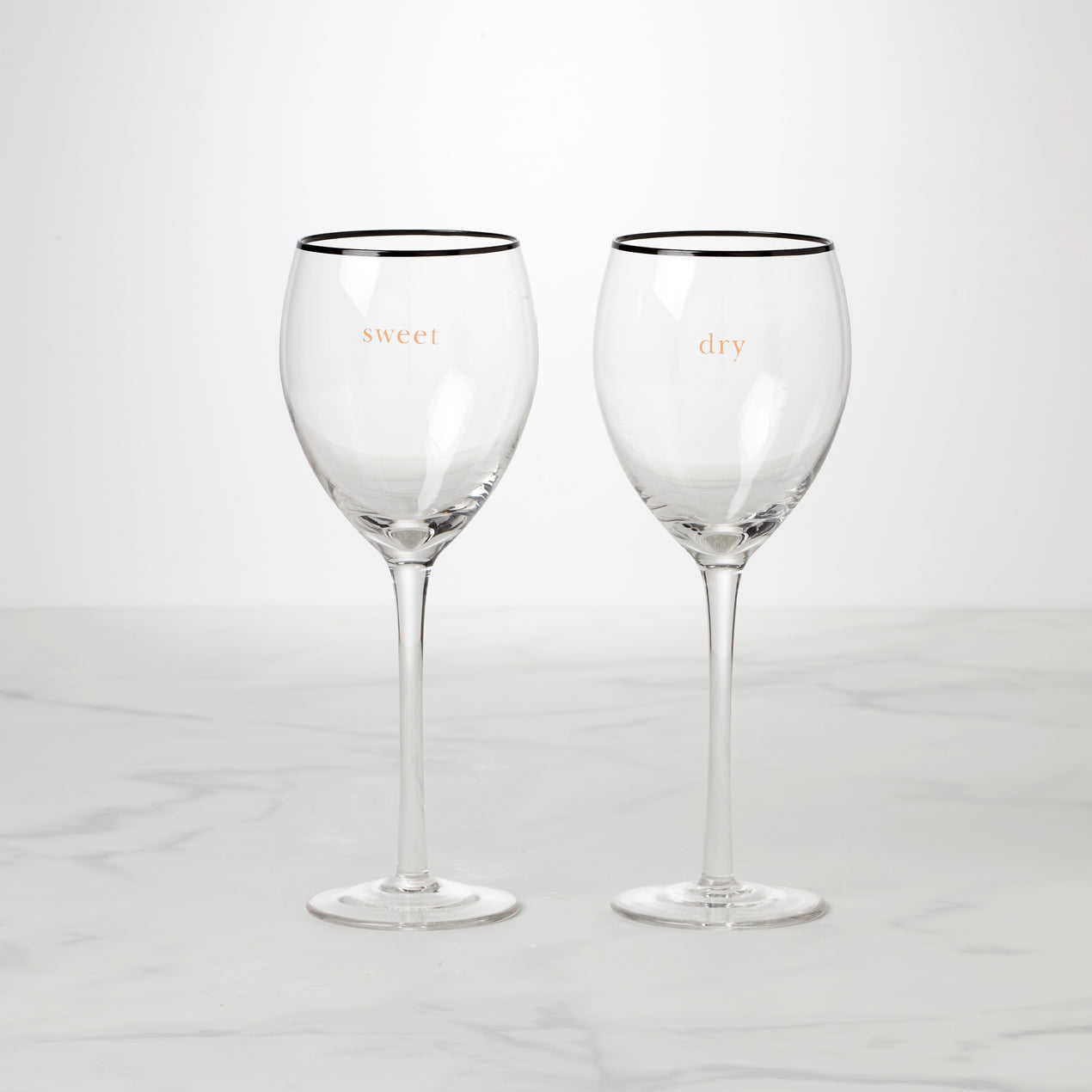 cambridge silversmiths Cheers To Us Sweet & Dry Wine Glasses Set of 2