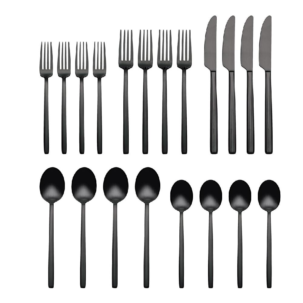 Cambridge Silversmiths Dean Satin Black 20 Piece Flatware Set