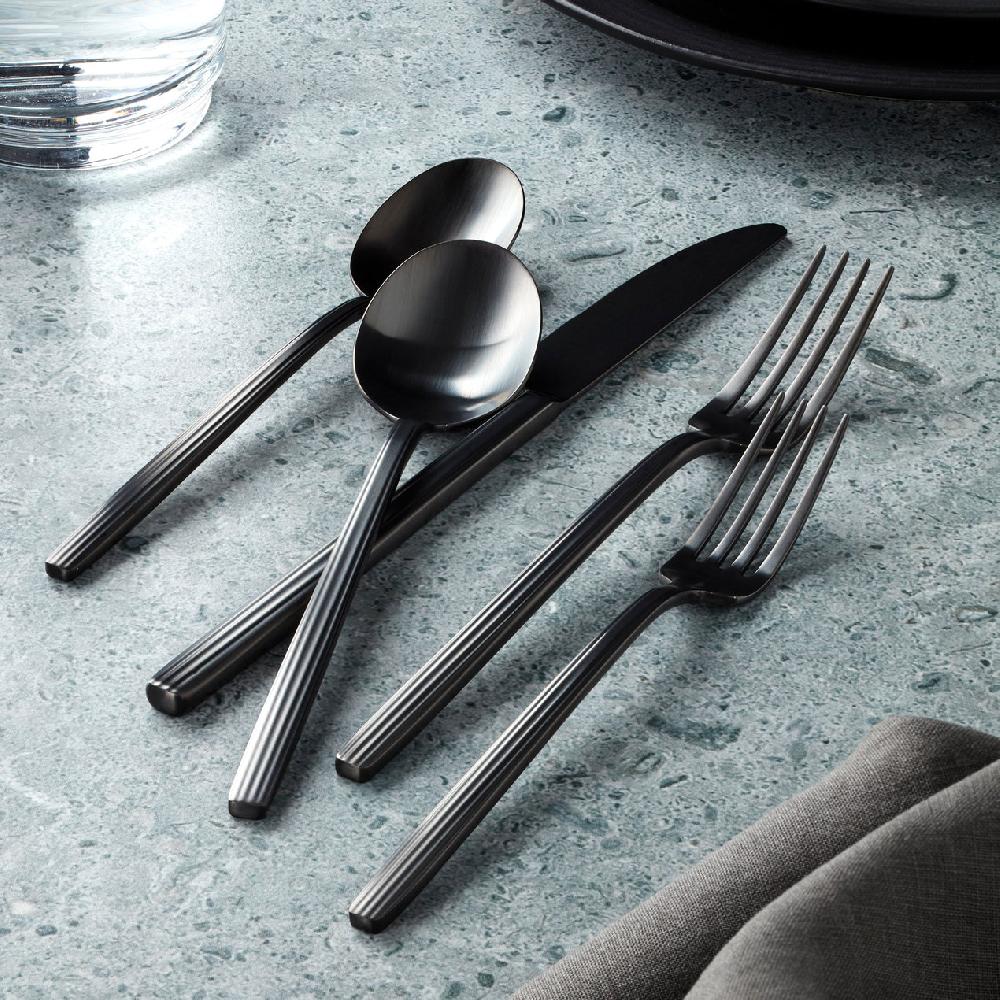 Cambridge Silversmiths Dean Satin Black 20 Piece Flatware Set