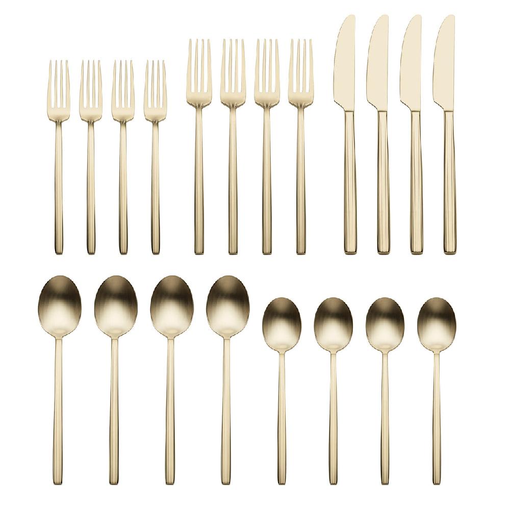 Cambridge Silversmiths Dean Satin Champagne 20 Piece Flatware Set