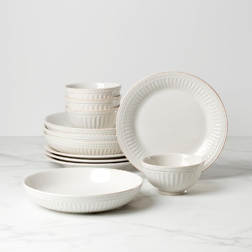cambridge silversmiths French Perle Groove 12-Piece Dinnerware Set