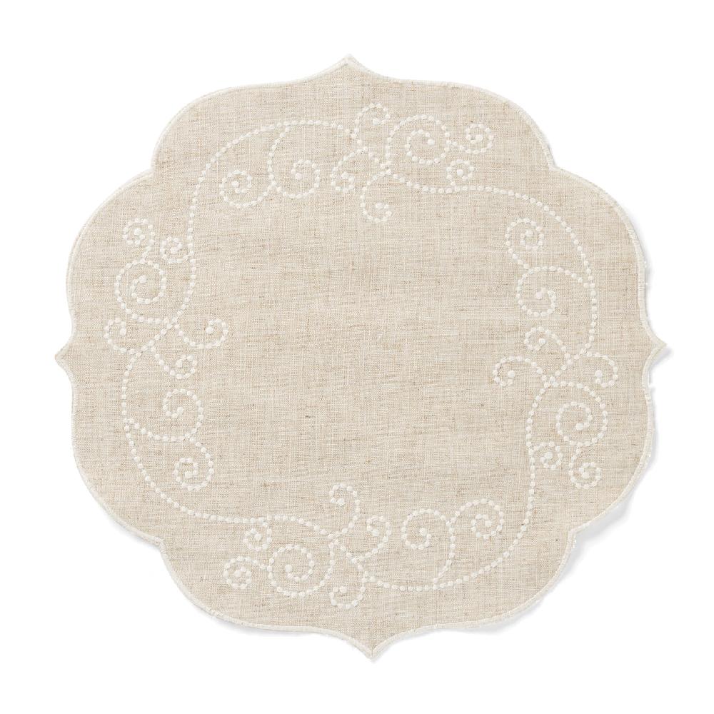 cambridge silversmiths French Perle Linen Round Placemat