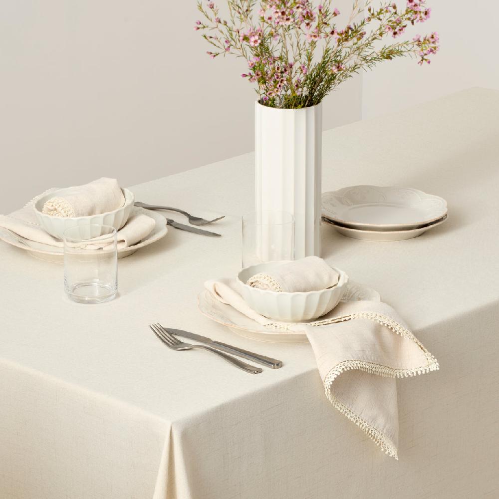 Cambridge Silversmiths French Perle Natural 60x84 Tablecloth
