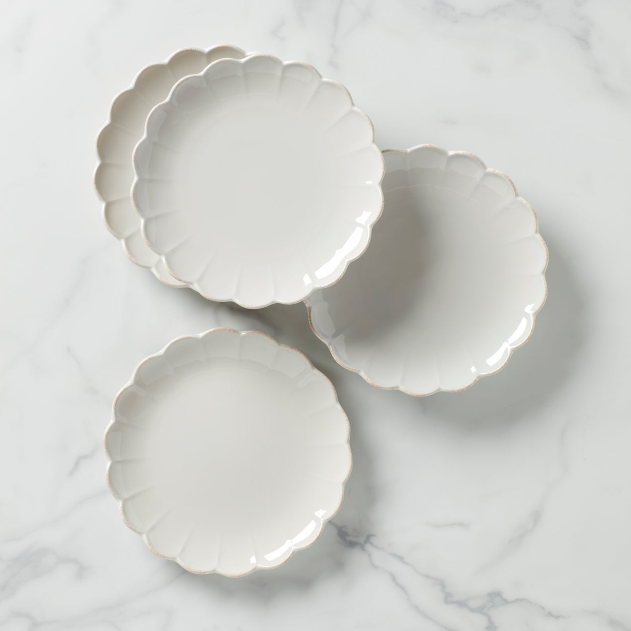 cambridge silversmiths French Perle Scallop 4-Piece Accent Plate Set
