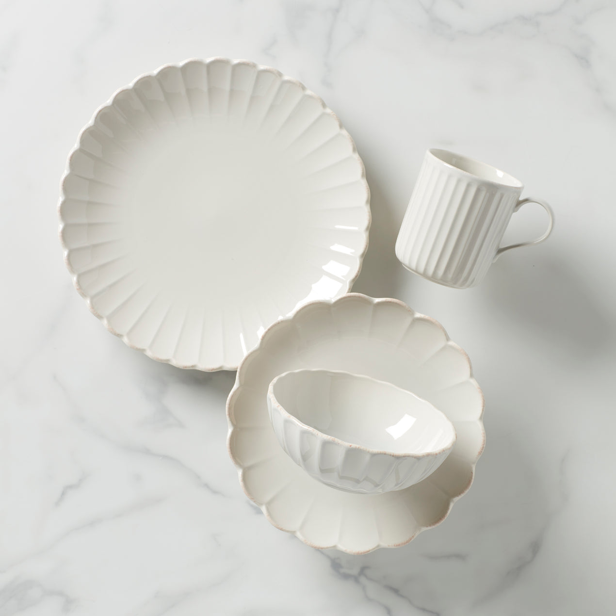 cambridge silversmiths French Perle Scallop 4-Piece Place Setting