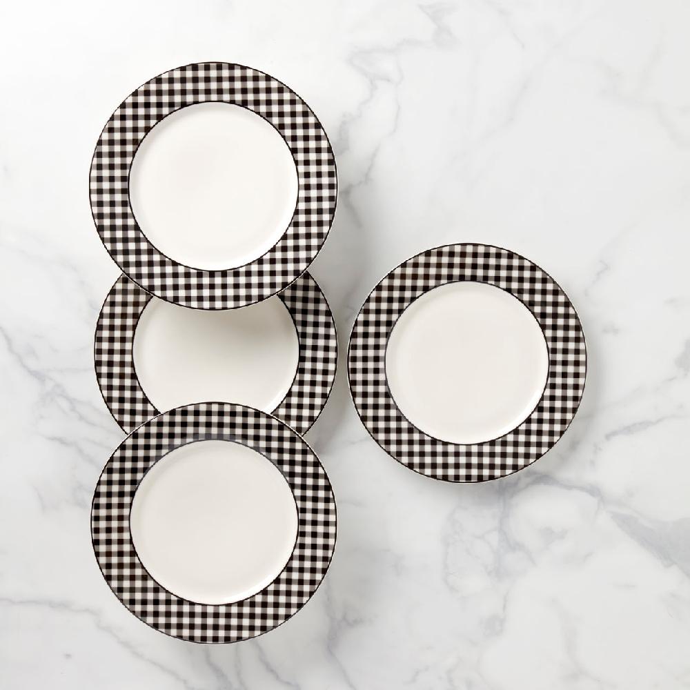 cambridge silversmiths Gingham Black Dinner Plates Set of 4