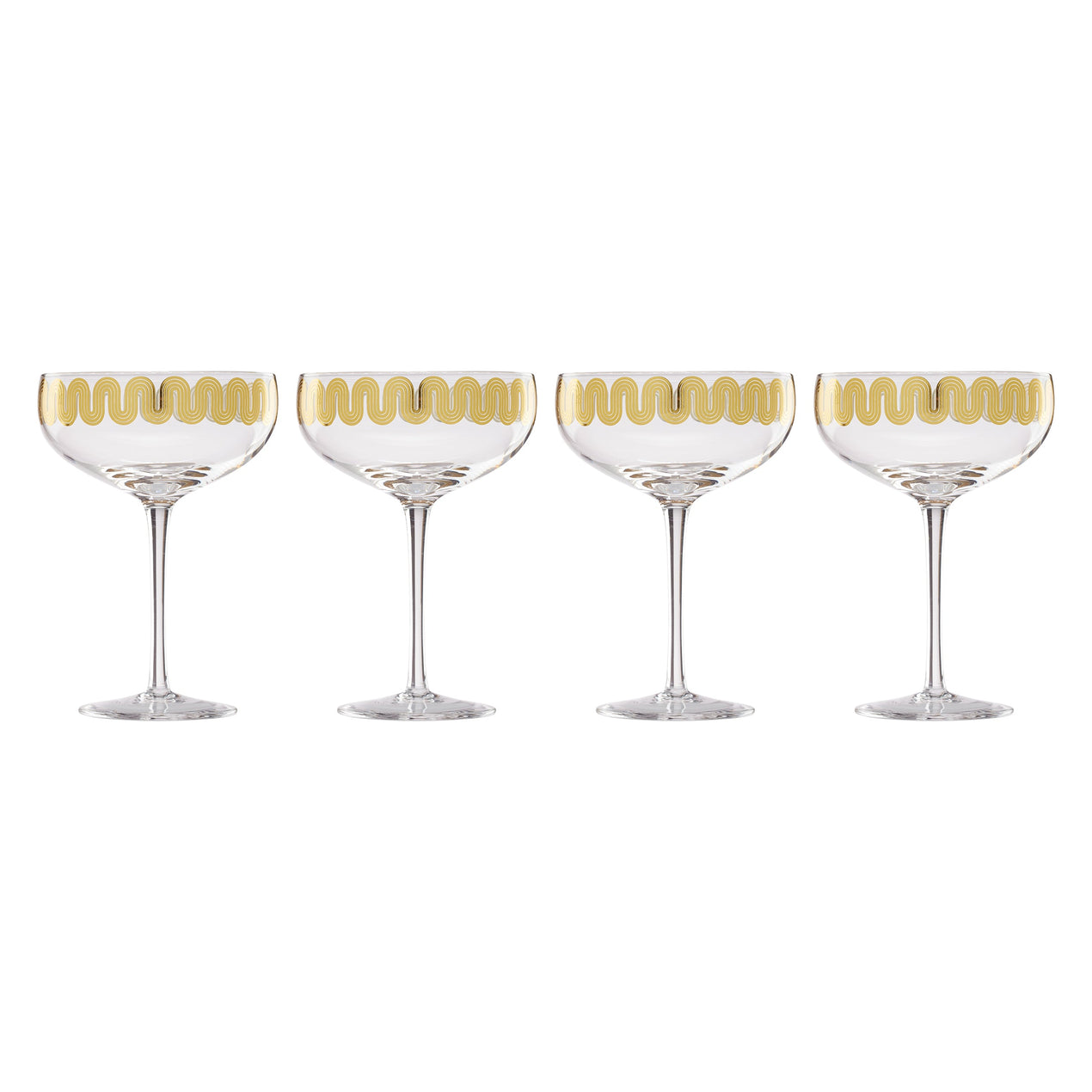 Cambridge Silversmiths Gold Decal Coupe Glasses Set Of 4