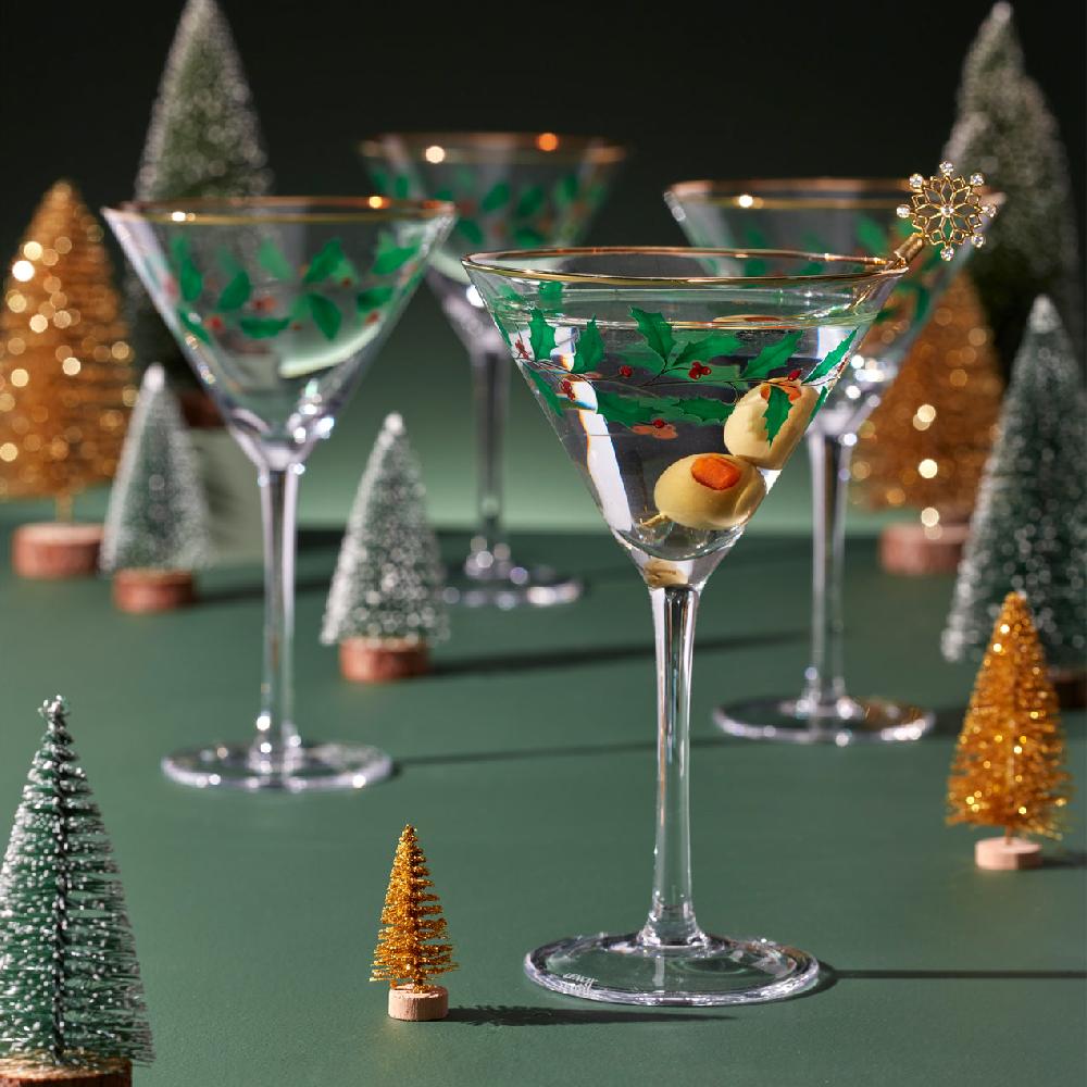 Cambridge Silversmiths Holiday 4-Piece Martini Glass Set