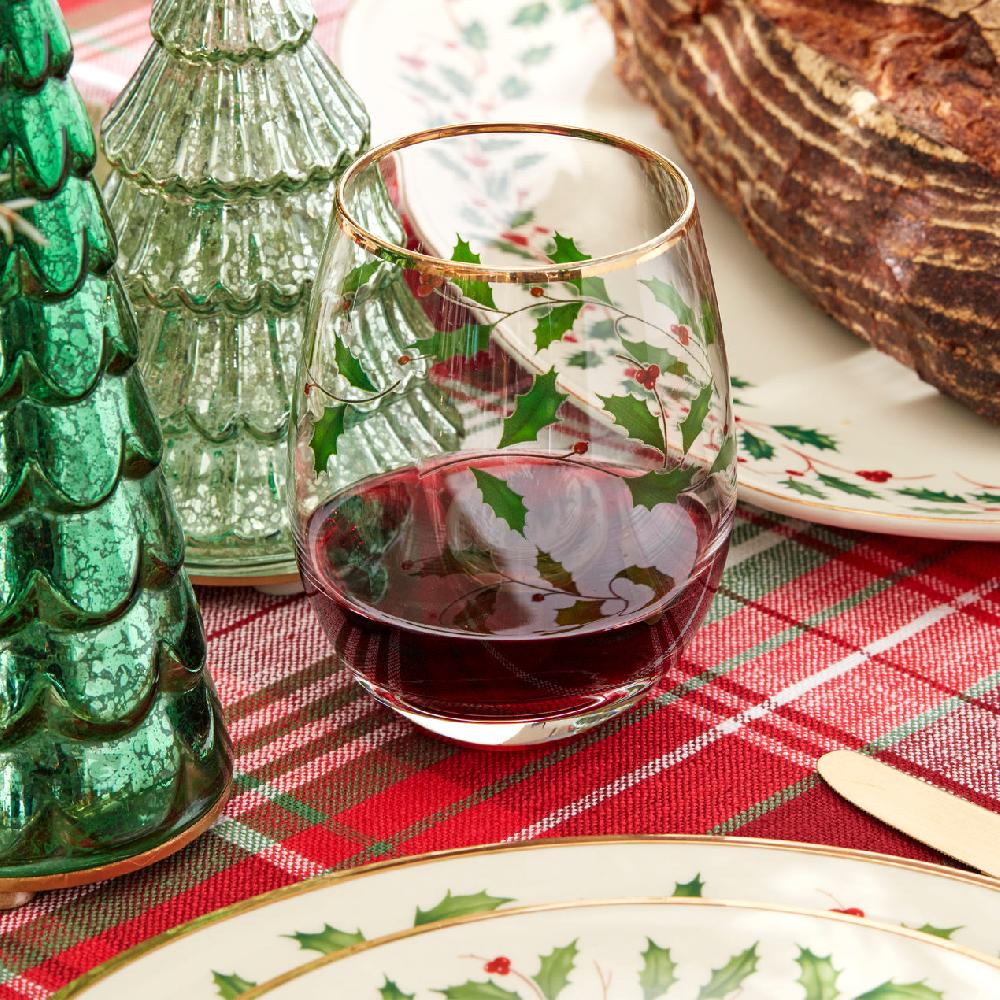 Cambridge Silversmiths Holiday 4-Piece Stemless Wine Glasses