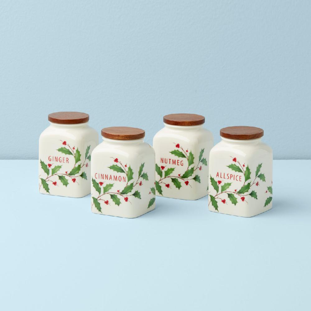 cambridge silversmiths Holiday Baking Spice Jars Set of 4