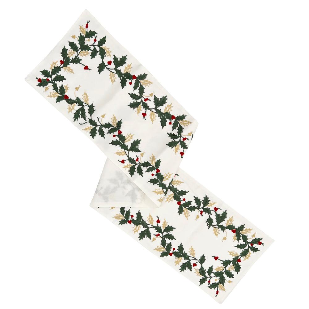 cambridge silversmiths Holiday Embroidered 14x70 Table Runner