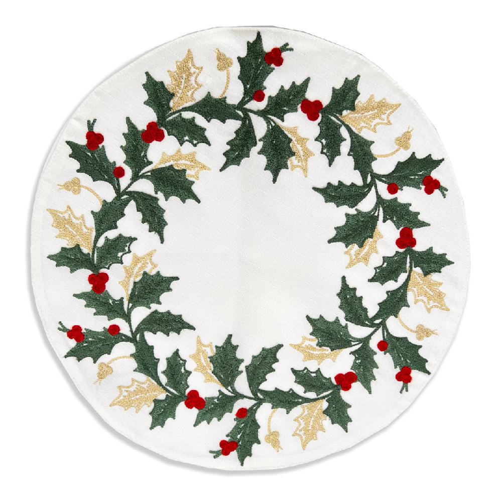Cambridge Silversmiths Holiday Embroidered Placemats Set Of 4