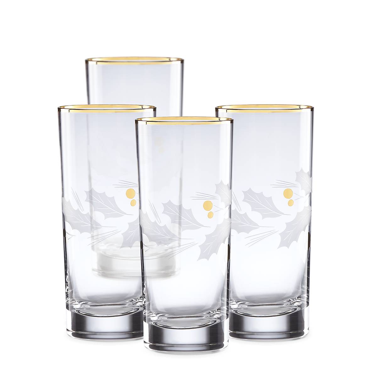 Cambridge Silversmiths Holiday Gold 4-Piece Highball Glass Set