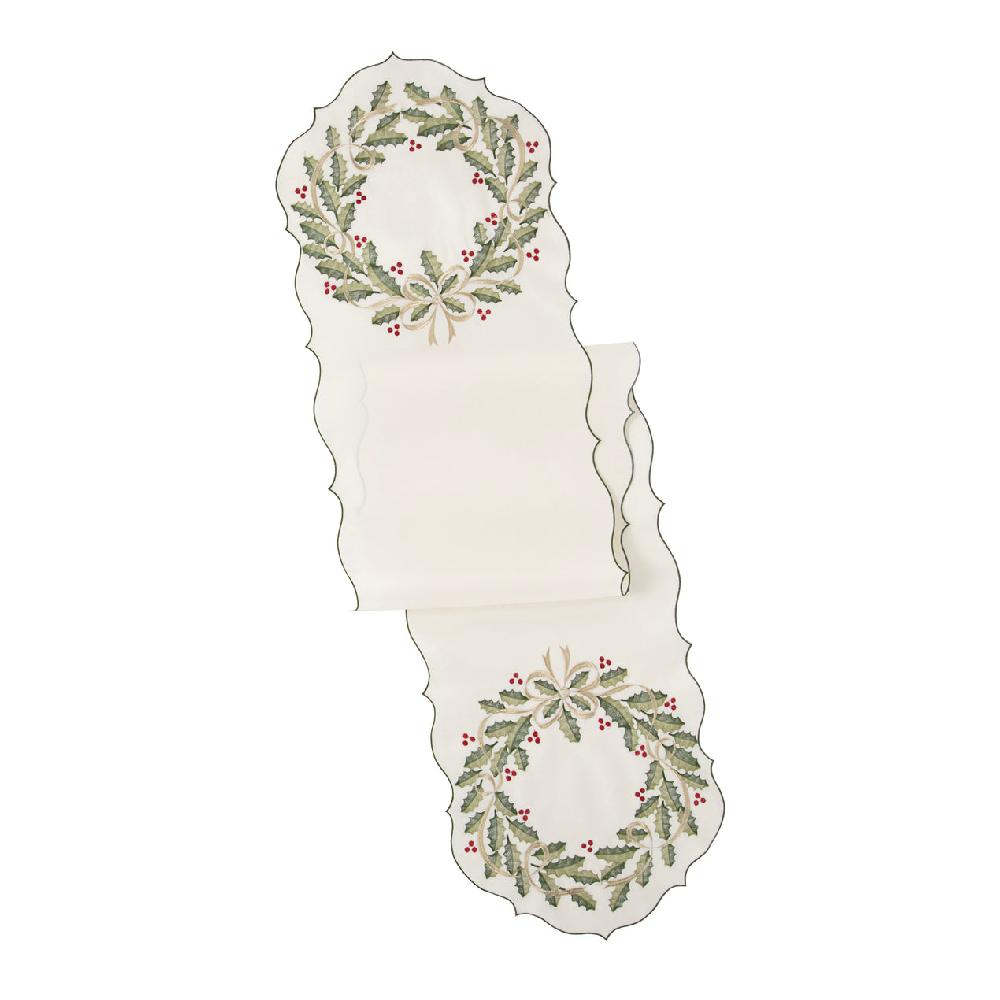 cambridge silversmiths Holiday Nouveau Wreath 14x72 Table Runner
