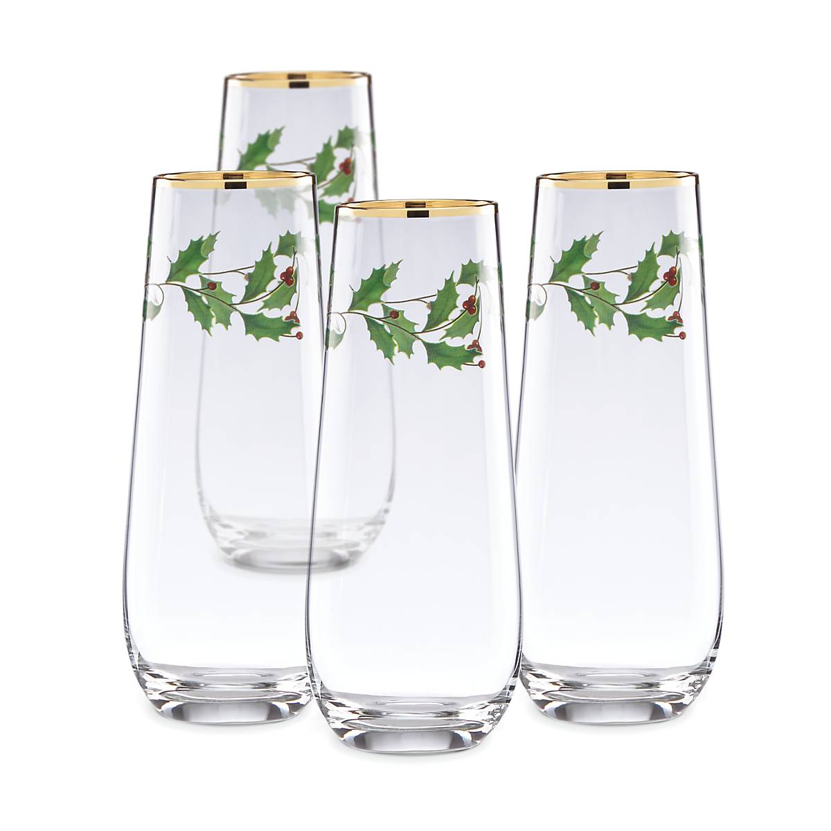 Cambridge Silversmiths Holiday Stemless 4-Piece Flute Set