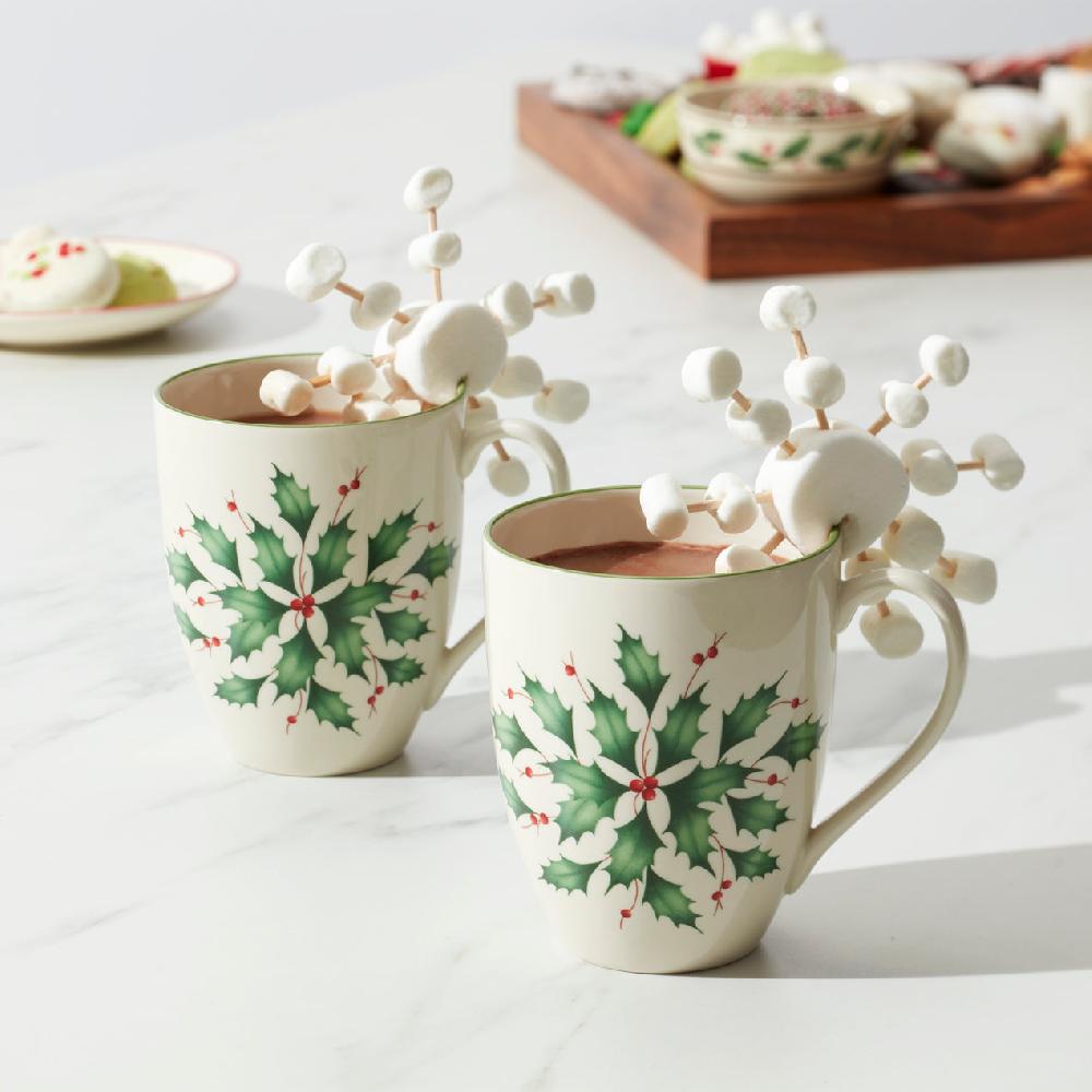 Cambridge Silversmiths Hosting The Holidays 2-Piece Holly Mug Set