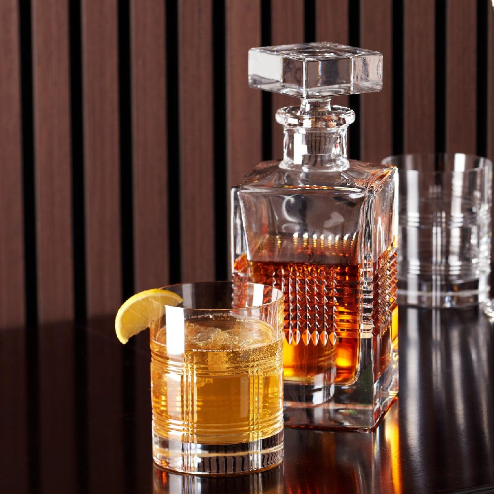 Cambridge Silversmiths Hudson Crystal Double Old Fashioned Glasses Set Of 4