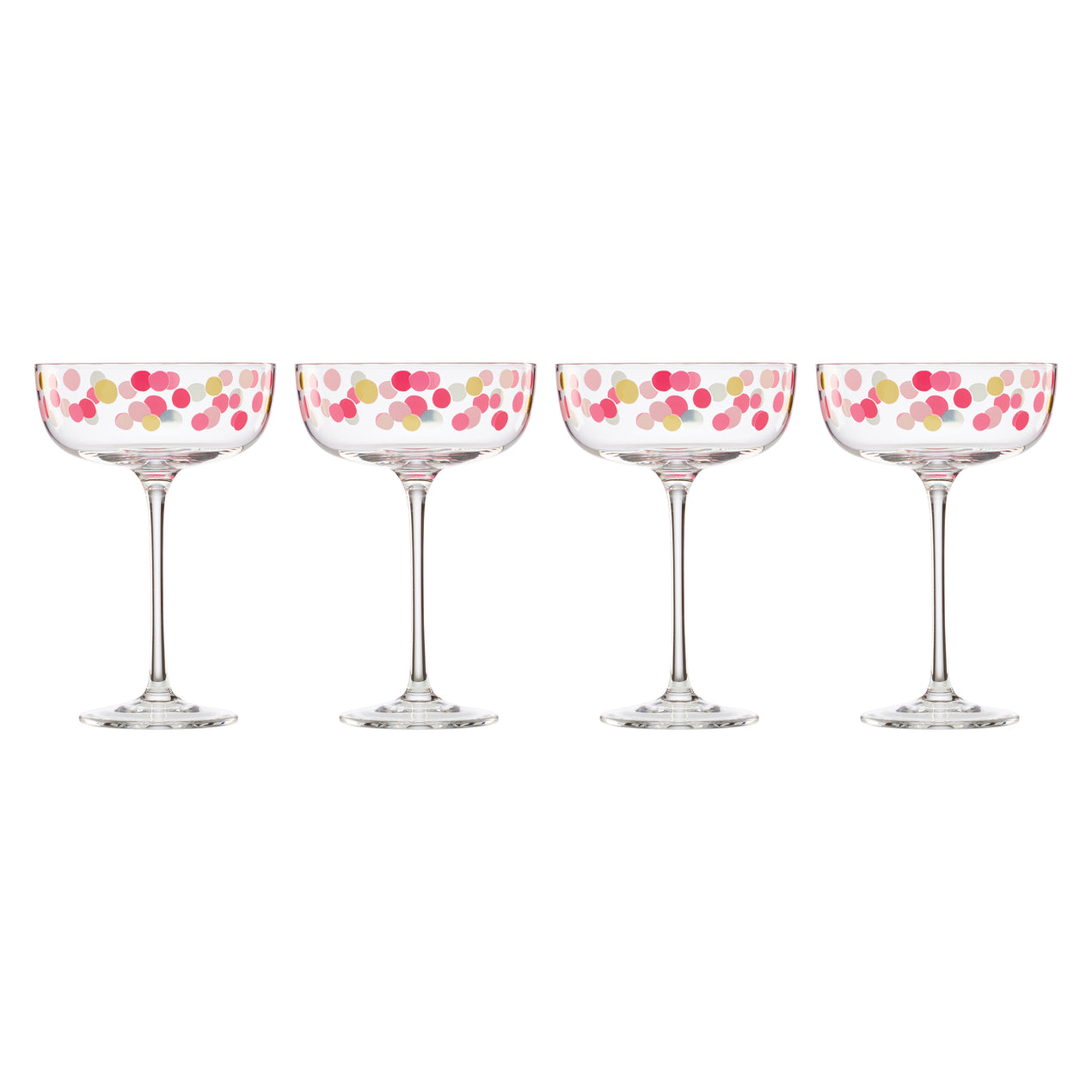 Cambridge Silversmiths It's Raining Confetti Coupe Glasses Set Of 4