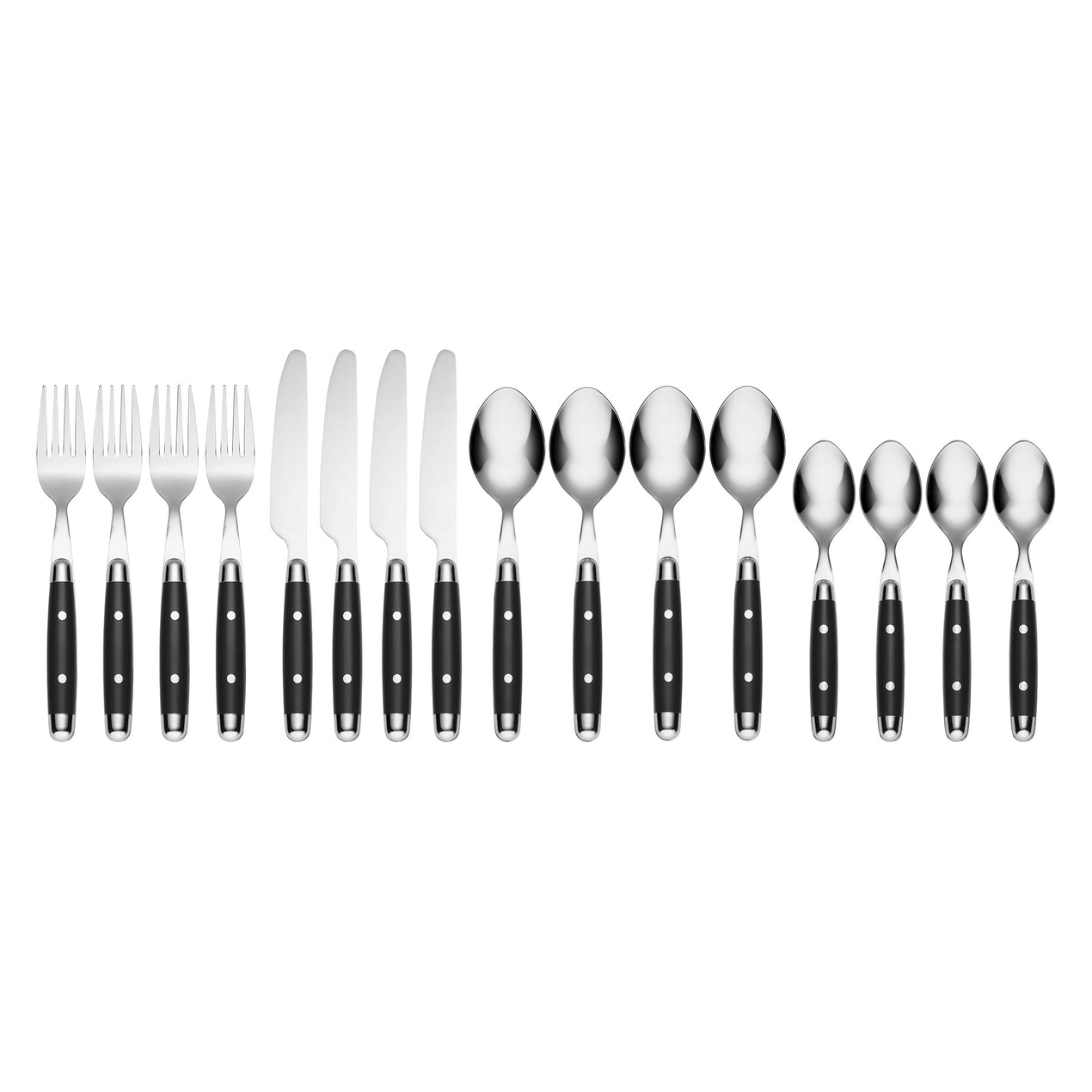 Cambridge Silversmiths Jubilee Black 16-Piece Flatware Set