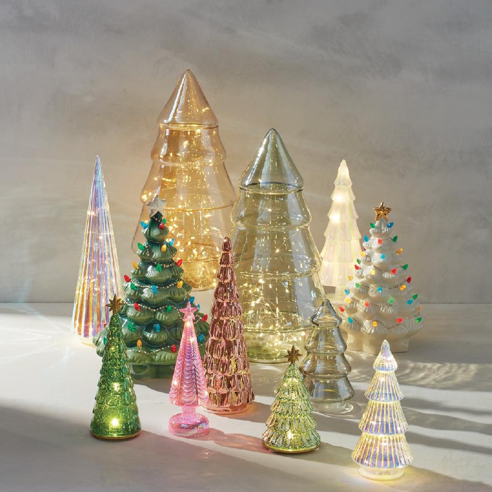 Cambridge Silversmiths Large Green Luster Glass Tree Jar