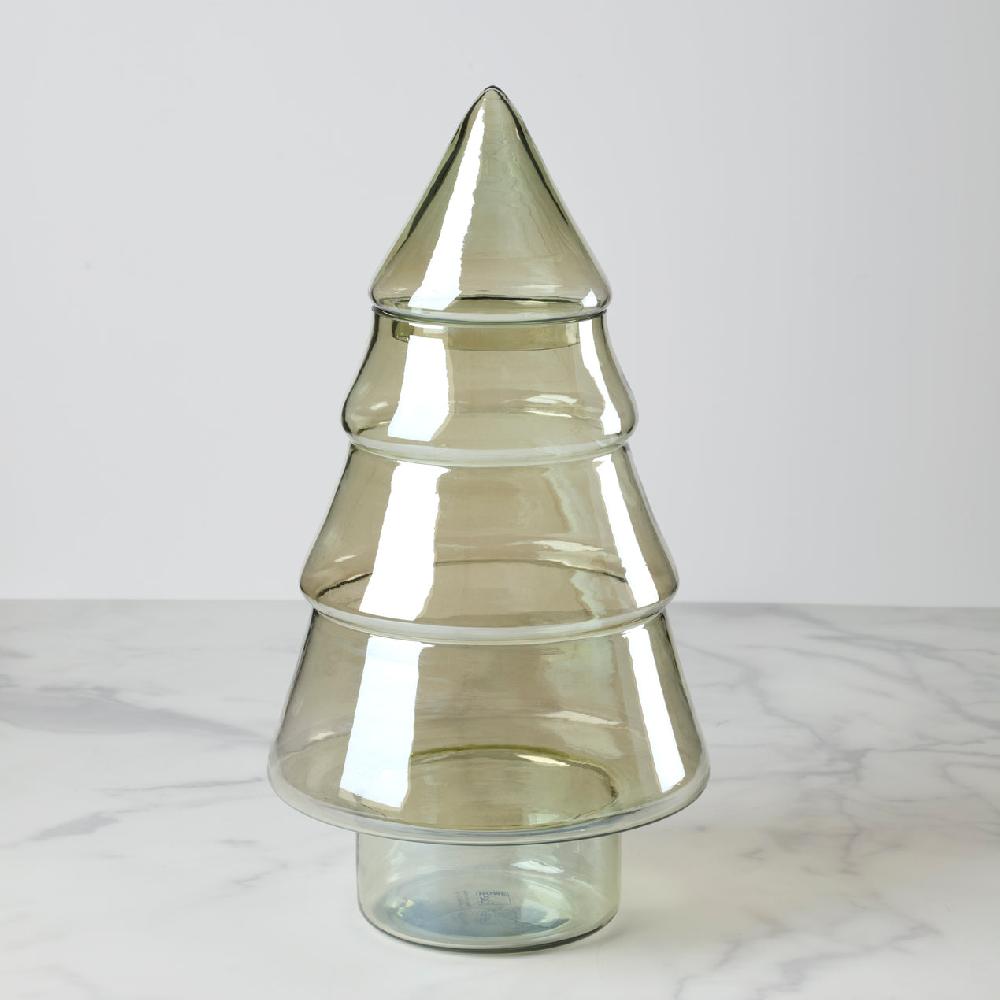 cambridge silversmiths Large Green Luster Glass Tree Jar